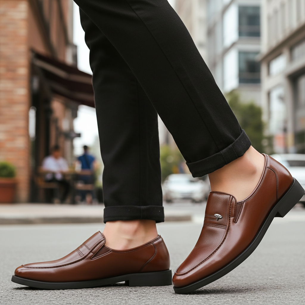 Men’s Leather Dress Shoe Loafers – Lightweight Breathable Slip-On Shoes
